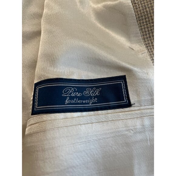 Charing Cross tan pure silk featherweight two button dress jacket size 44 Long - Picture 7 of 8